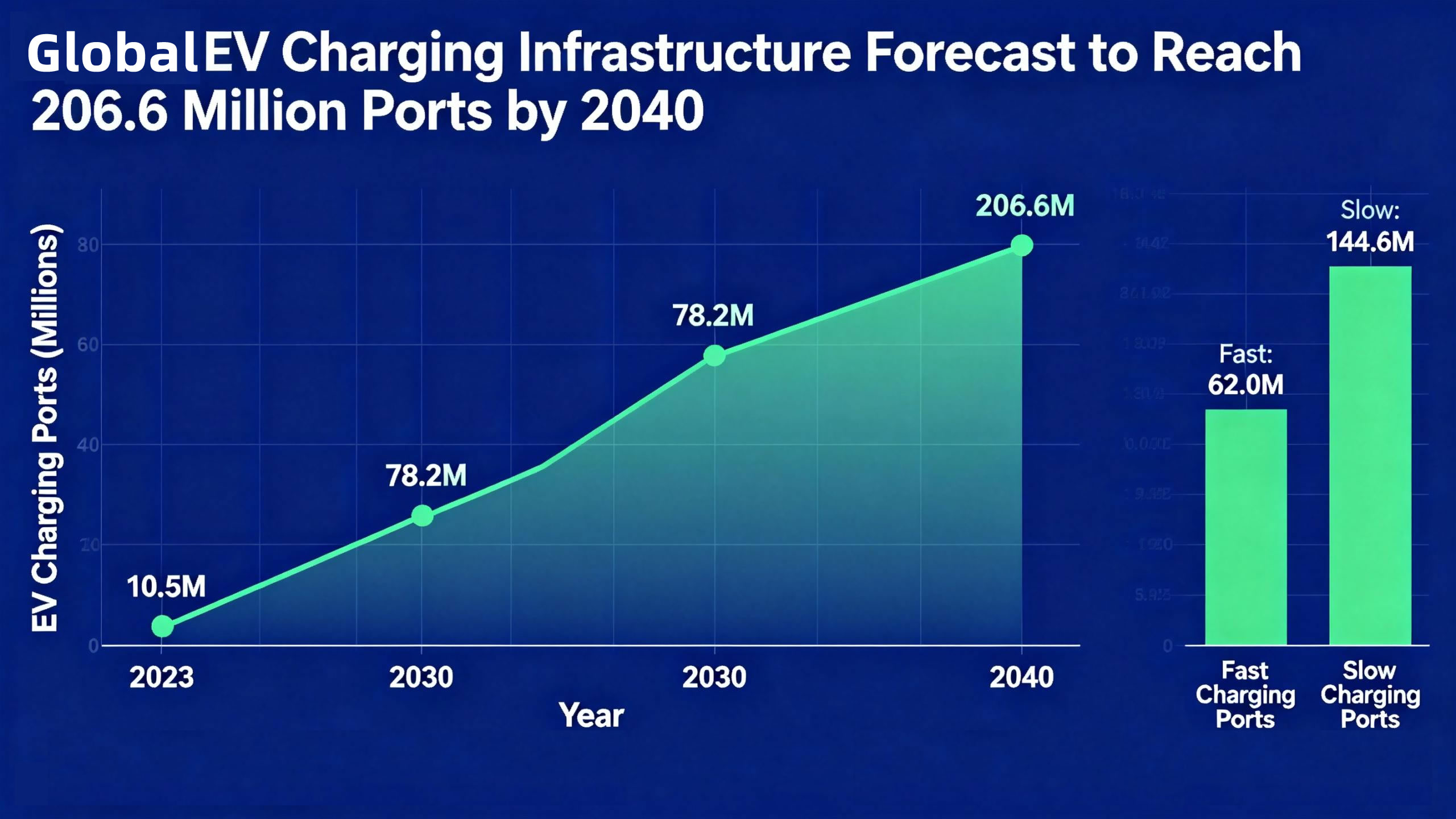 La infraestructura de carga EV global alcanzará 206,6 millones de puntos para 2040